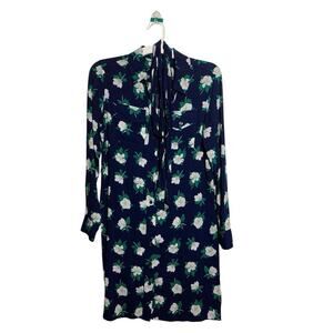 Draper James Shirt Dress Womens Sz 0 Magnolia Print Button Up Long Sleeve Fall